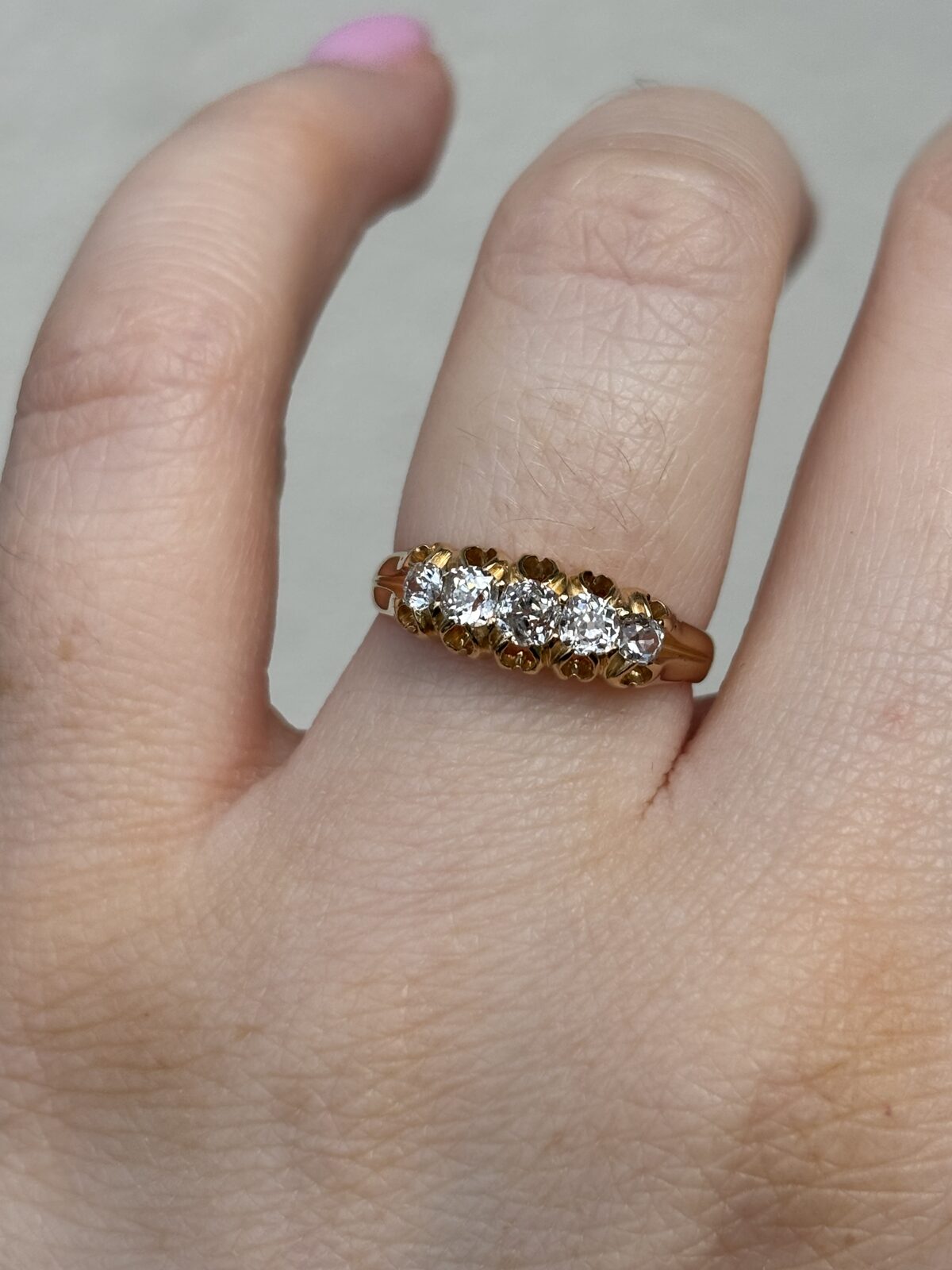 18ct Yellow Gold Antique Diamond Five Stone Ring