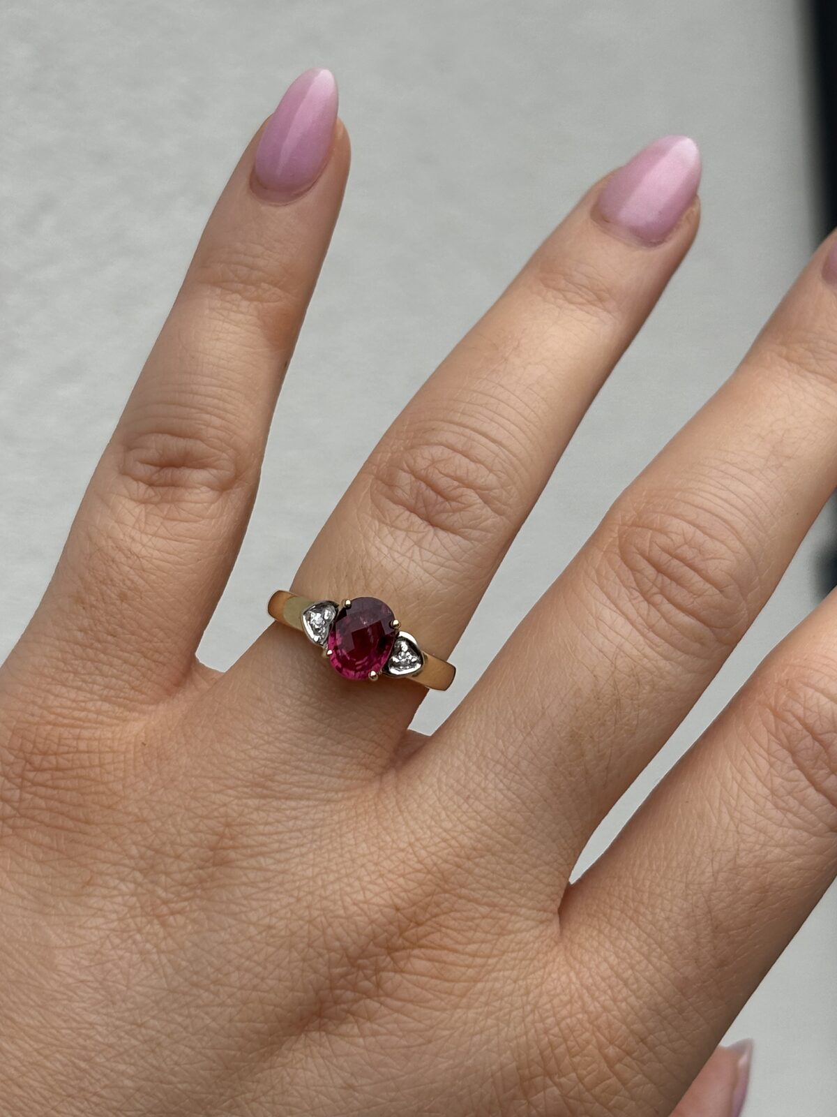 9ct Yellow Gold Pink Tourmaline and Diamond Heart Ring