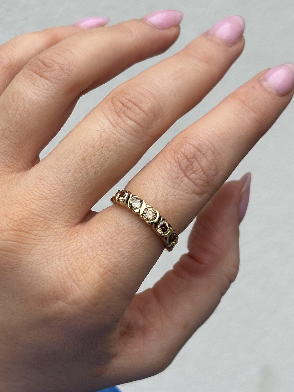 9ct Yellow Gold Champagne Diamond Five-stone Band view 3