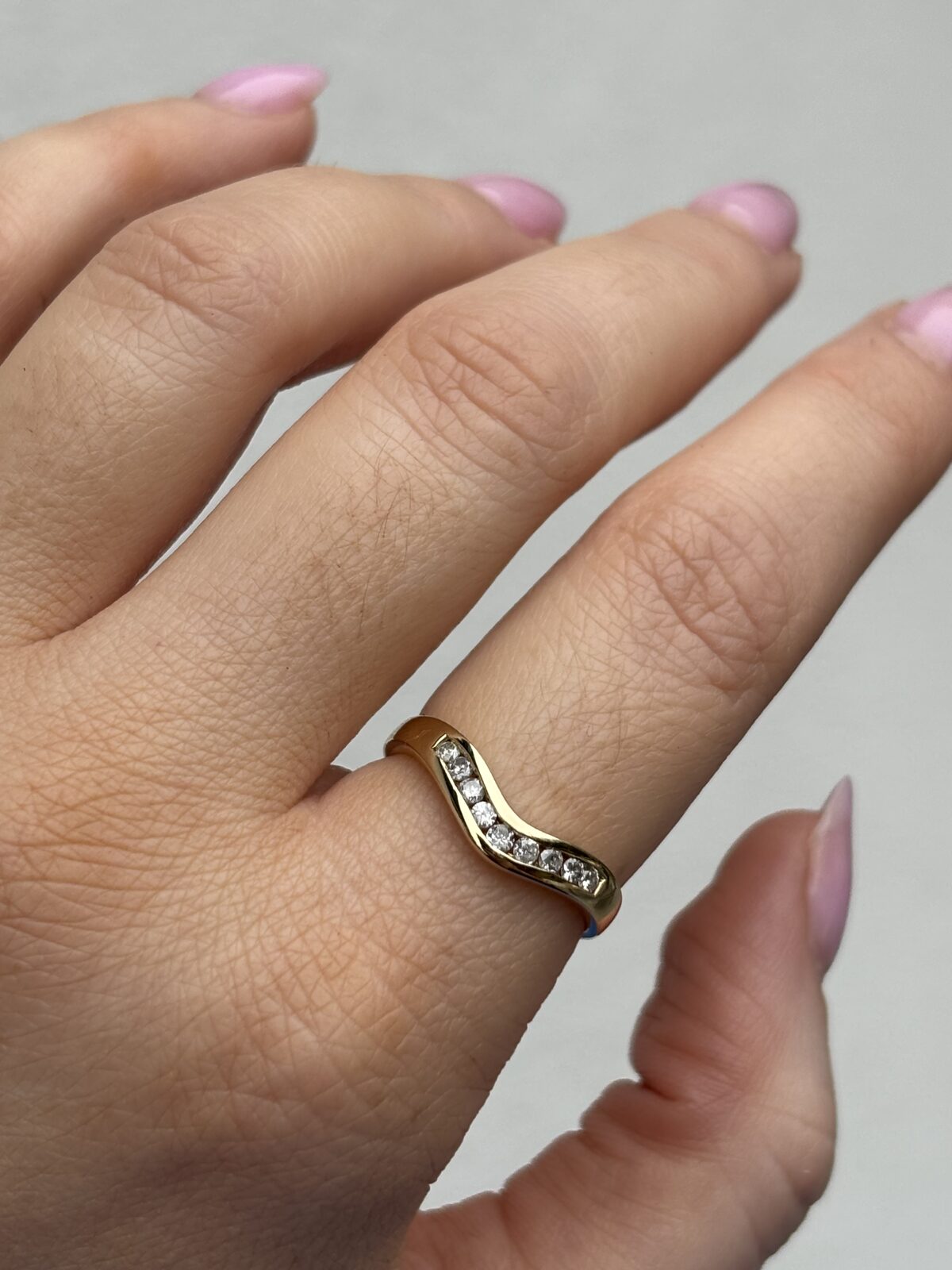 9ct Yellow Gold Diamond Wishbone Ring