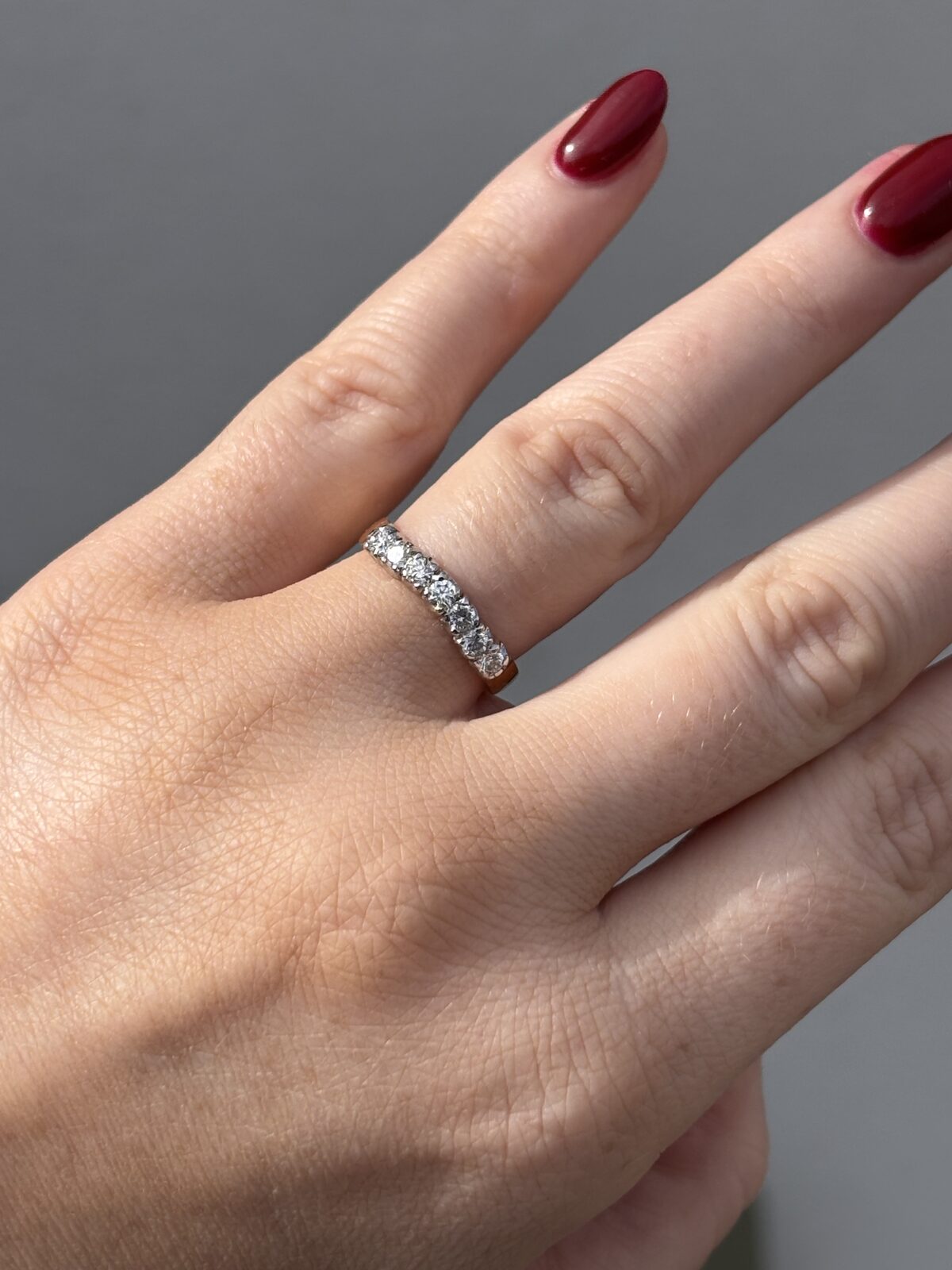 18ct Yellow Gold Curved Diamond Band view 4