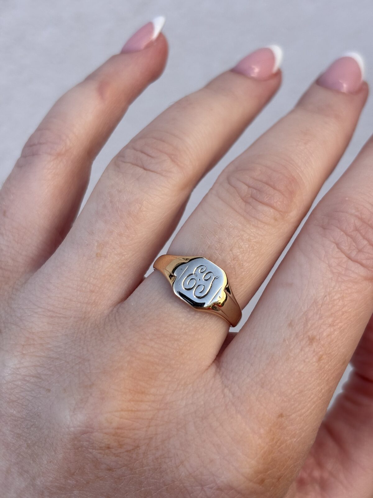 9ct Yellow Gold ‘EJ’ Signet Ring view 4