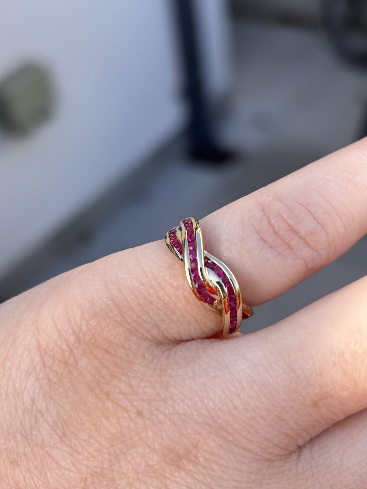 9ct Yellow Gold Ruby Crossover Ring view 3