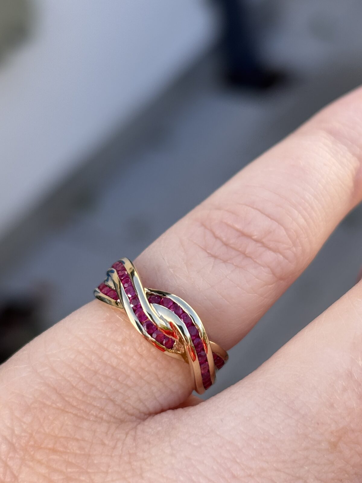9ct Yellow Gold Ruby Crossover Ring