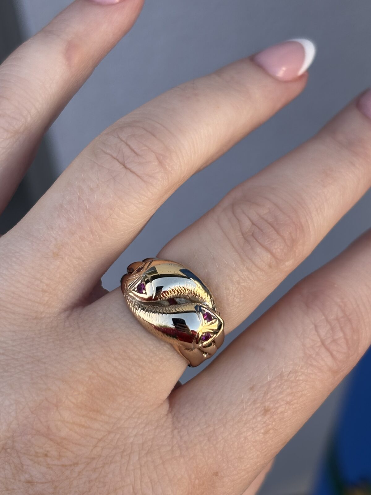 9ct Yellow Gold Ruby Double Serpent Ring