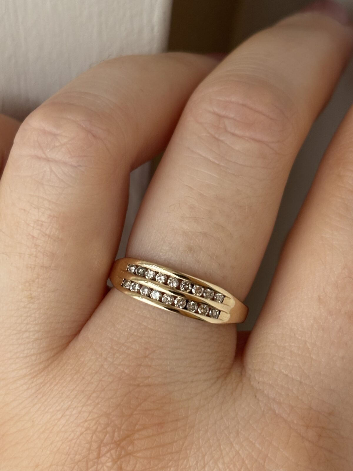 9ct Yellow Gold Double-row Diamond Band view 3