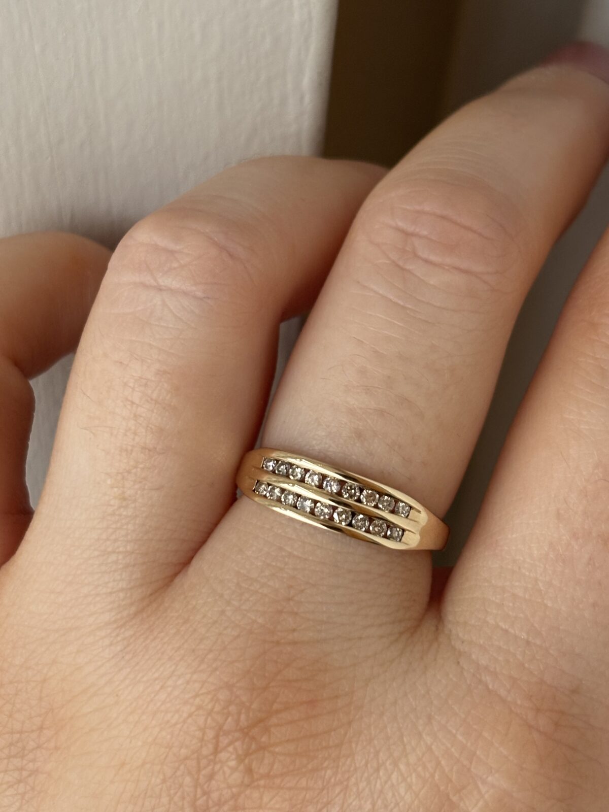 9ct Yellow Gold Double-row Diamond Band view 4