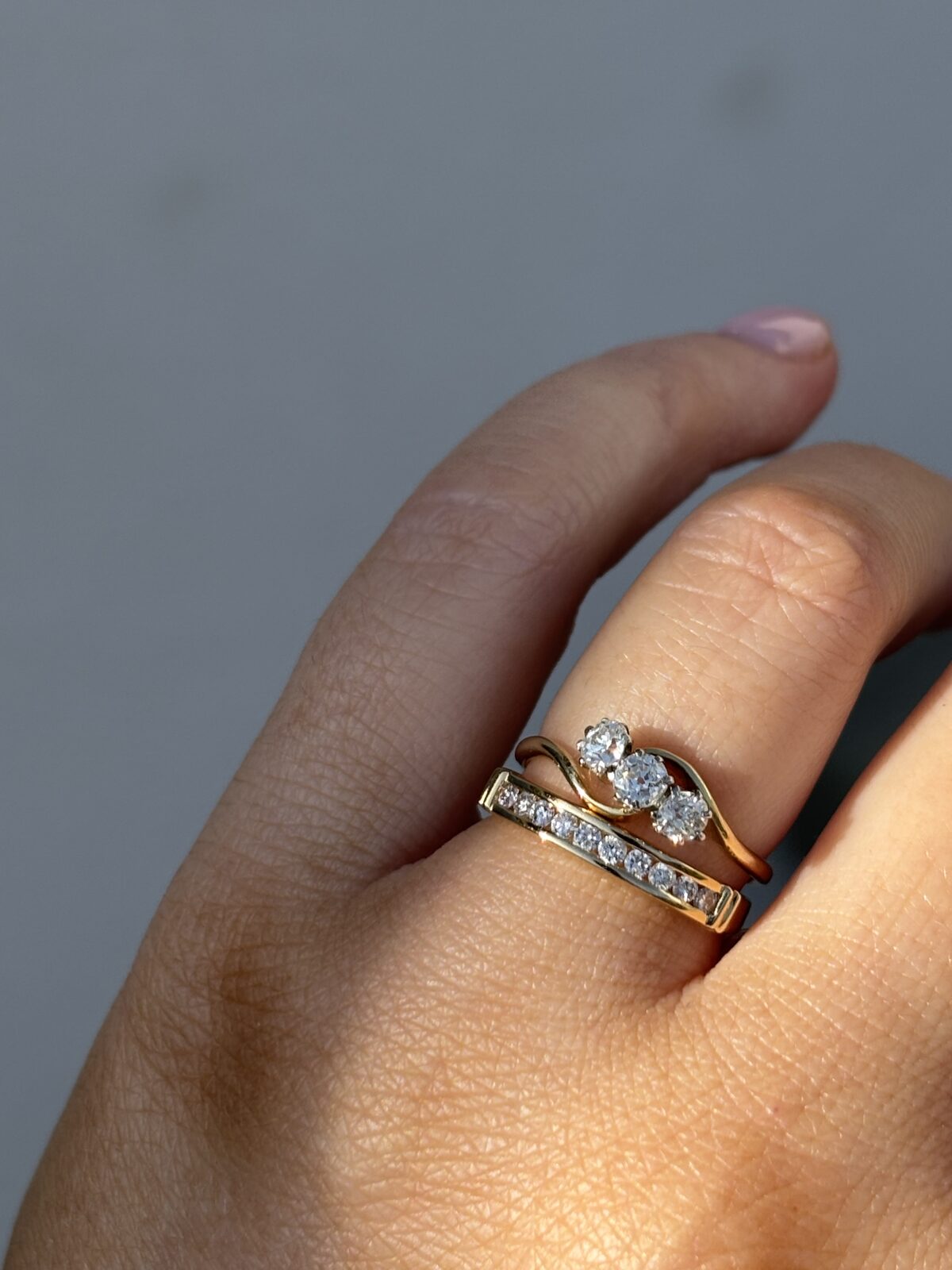 18ct Yellow Gold Diamond Trilogy view 3