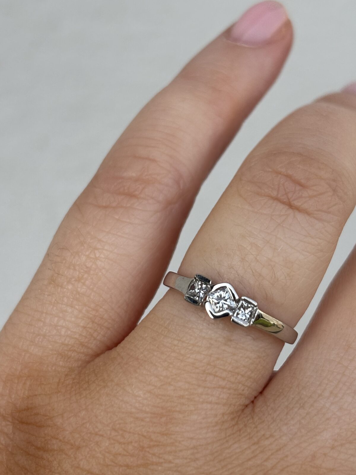 18ct White Gold Princess-cut Diamond Trilogy view 3
