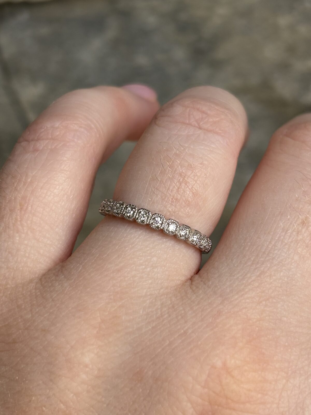 9ct White Gold Diamond Milgrain Half-eternity view 4