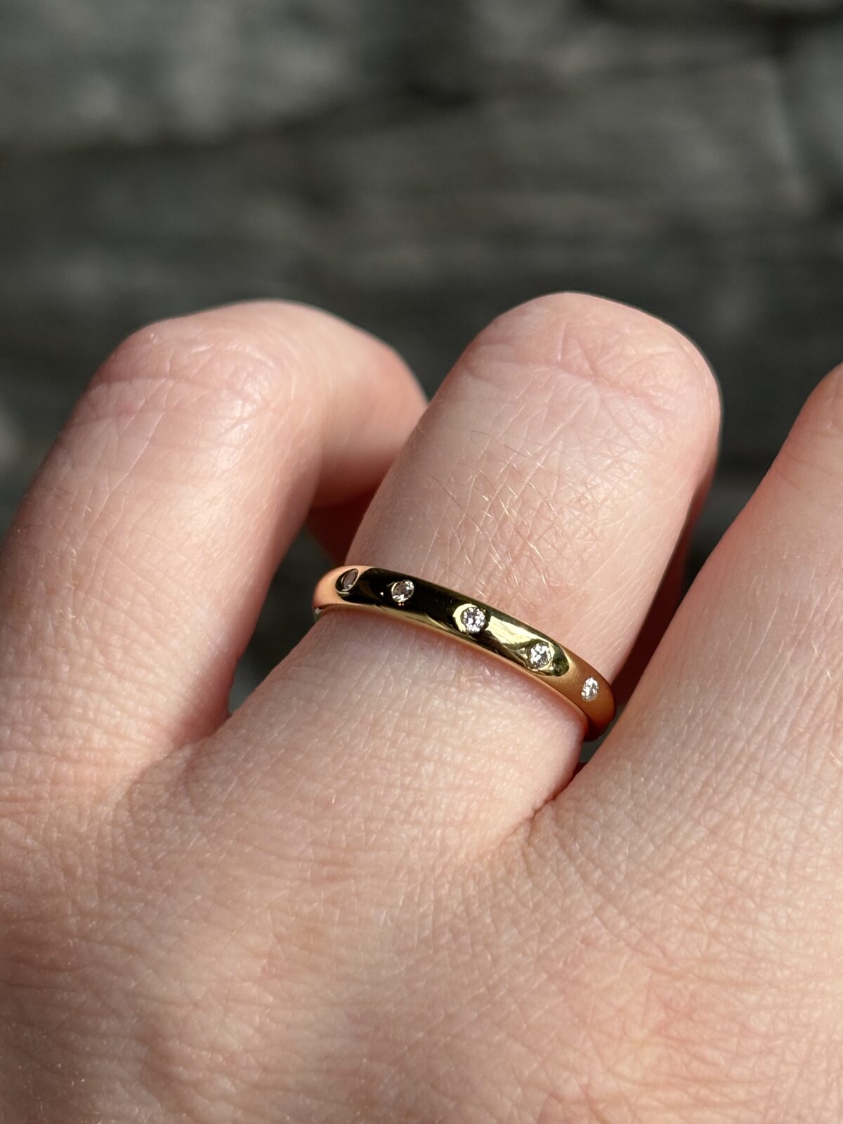 18ct Yellow Gold Flush-set Diamond Band view 3