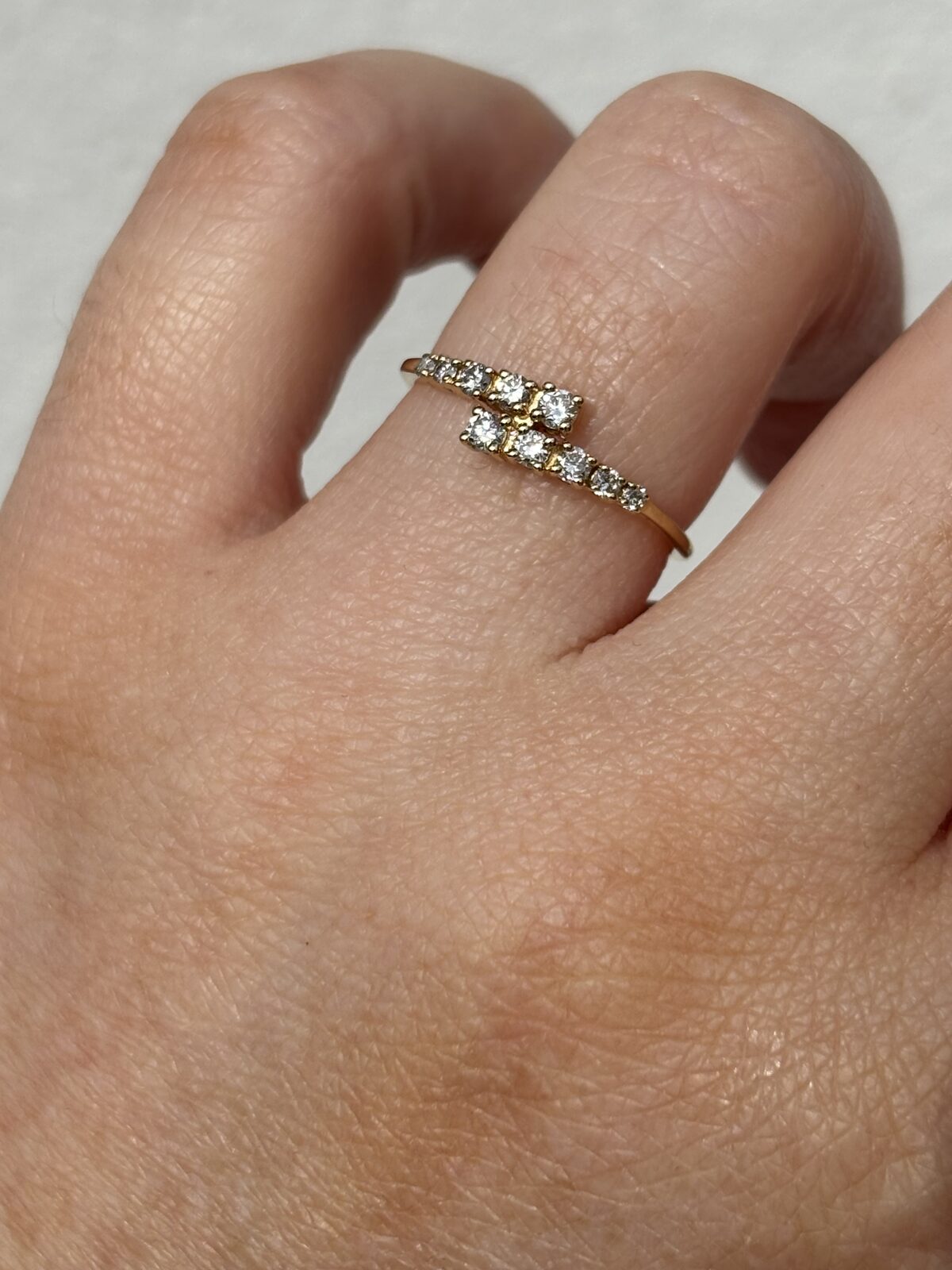 18ct Yellow Gold Diamond Crossover Band view 4