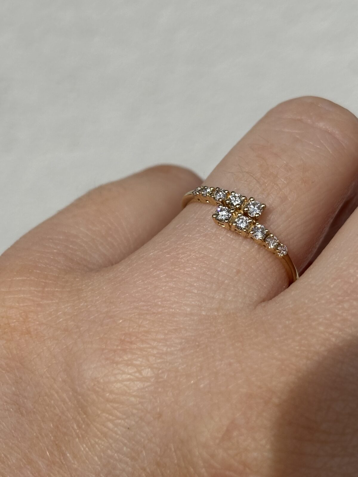 18ct Yellow Gold Diamond Crossover Band view 3