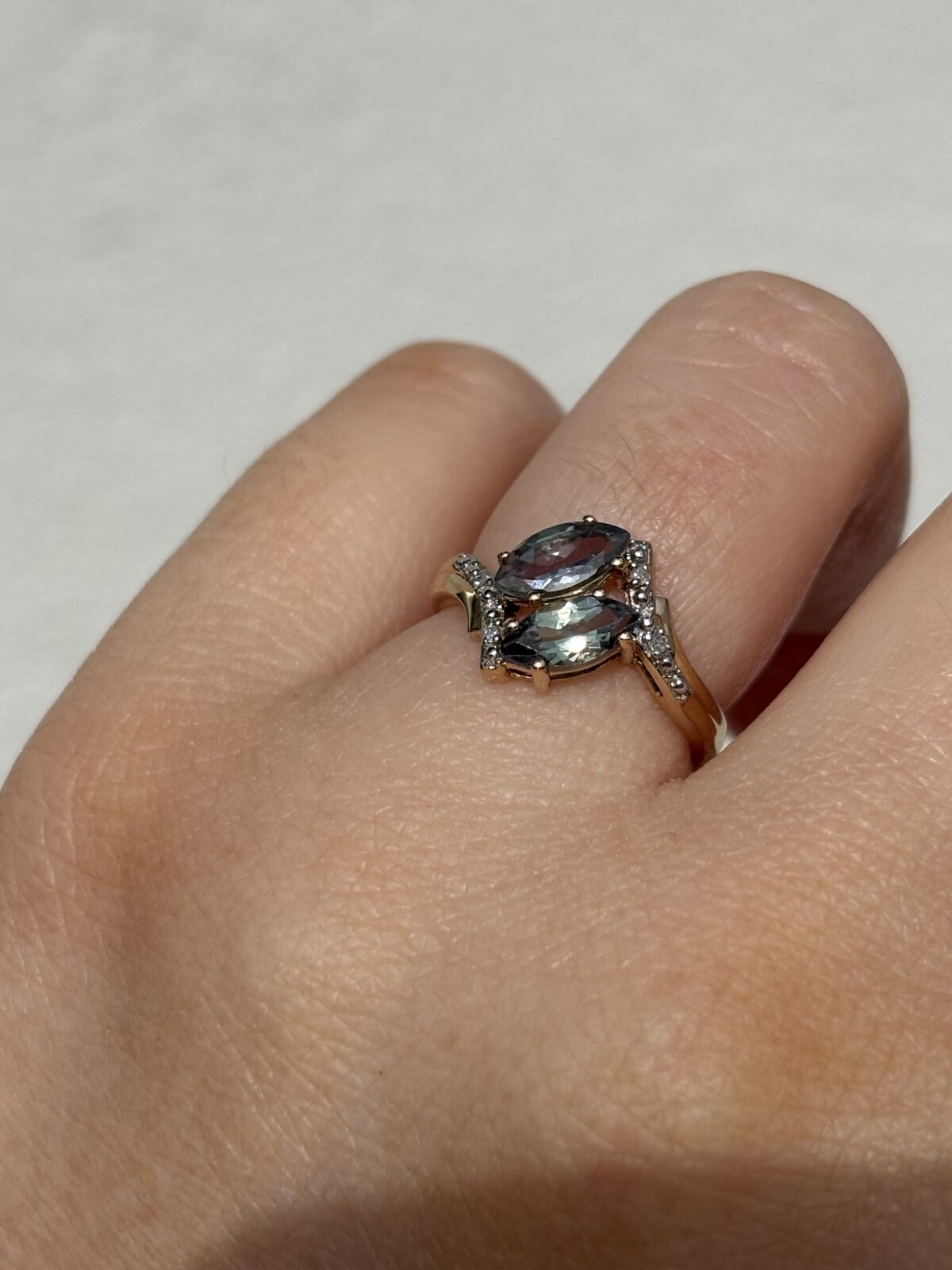 9ct Yellow Gold Tourmaline and Diamond Ring