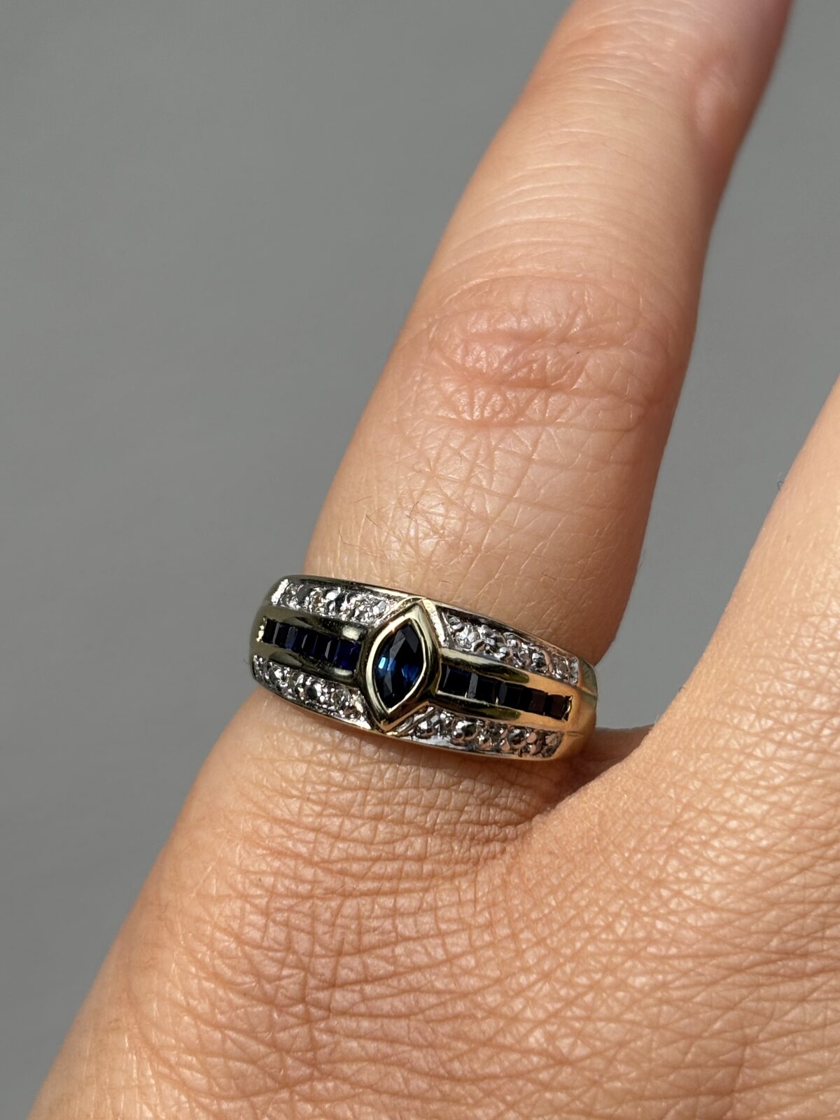 9ct Yellow Gold Sapphire and Diamond Ring view 4