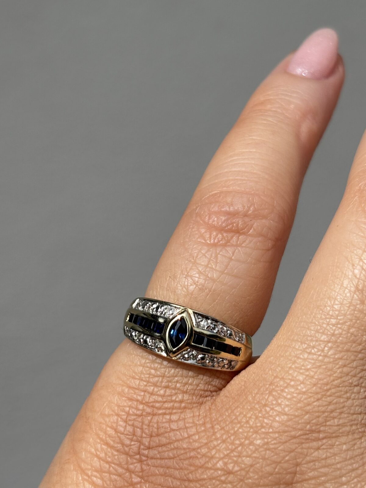 9ct Yellow Gold Sapphire and Diamond Ring