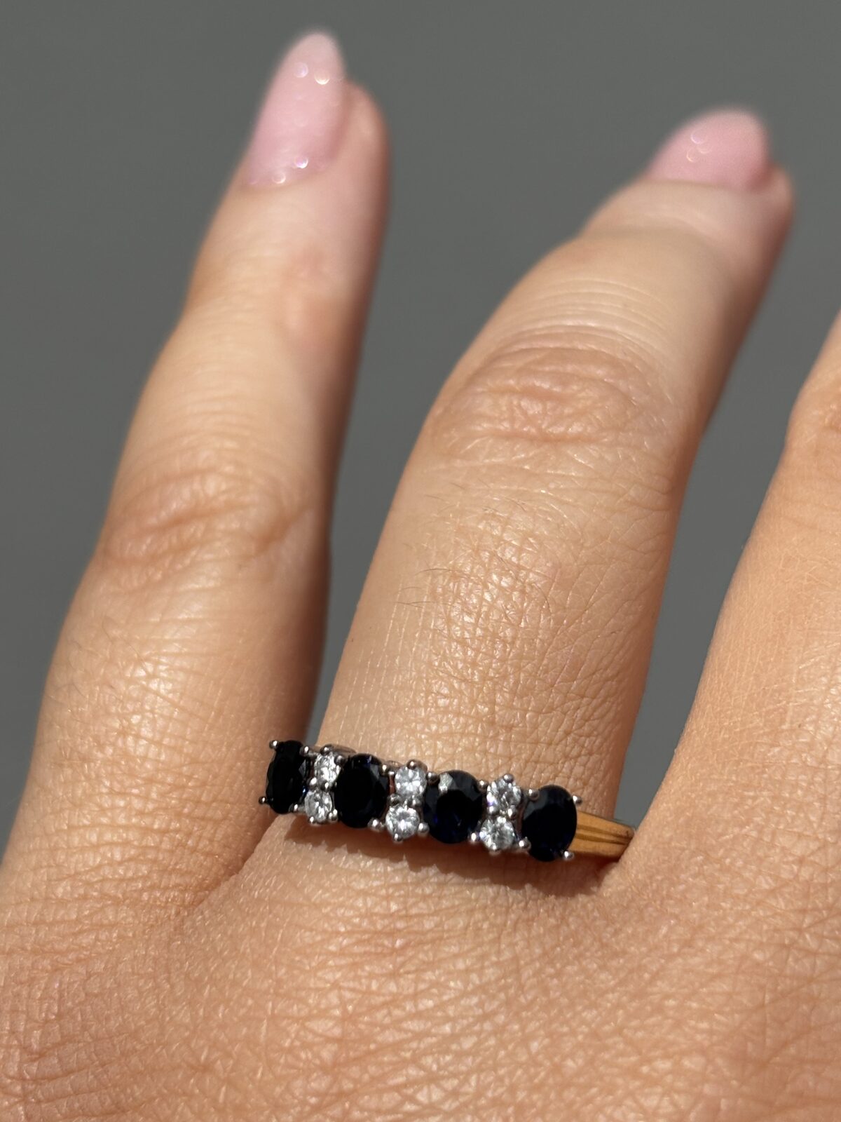 18ct Yellow Gold Sapphire and Diamond Ring view 4