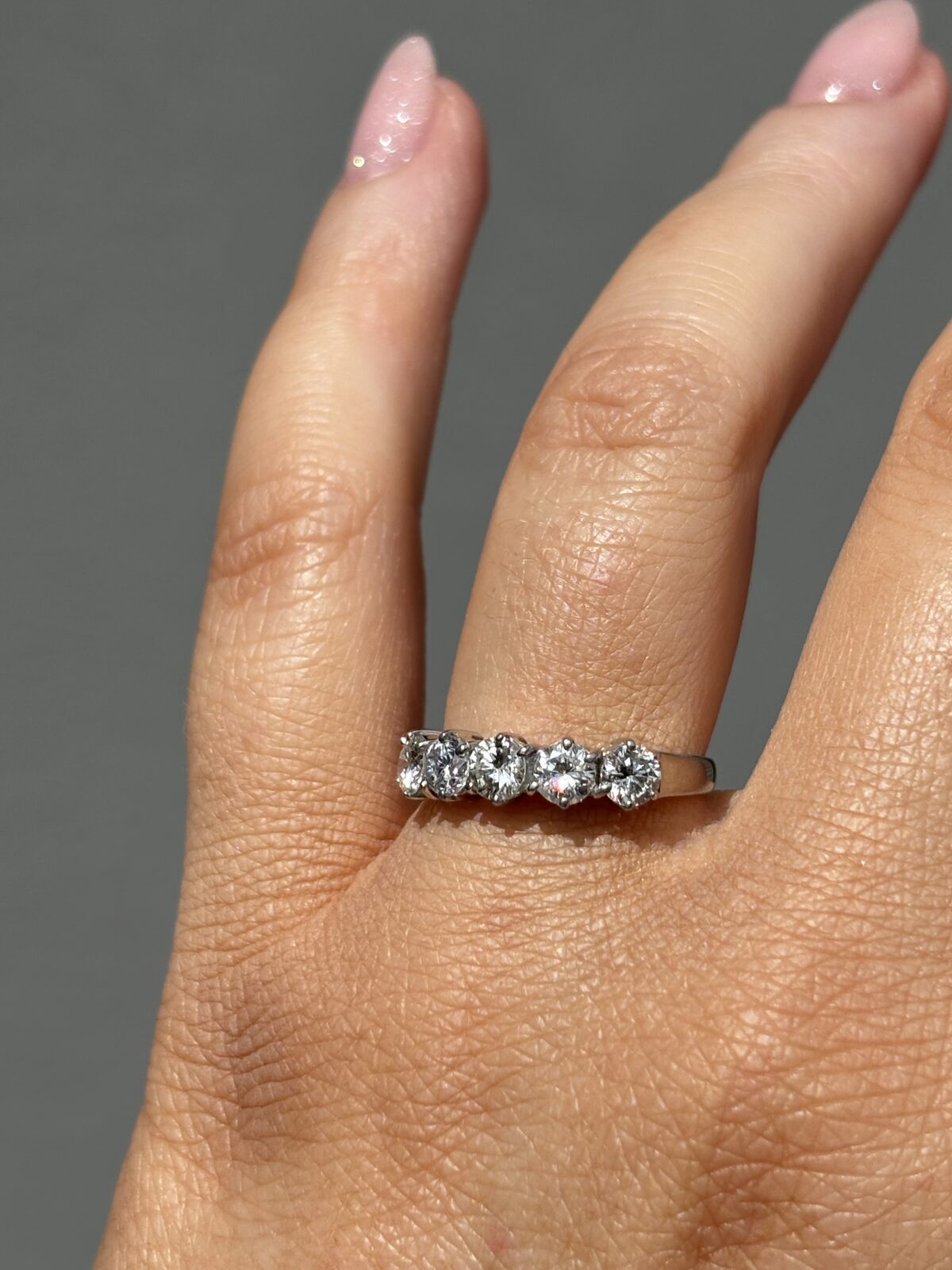 18ct White Gold Diamond Five Stone Ring view 5