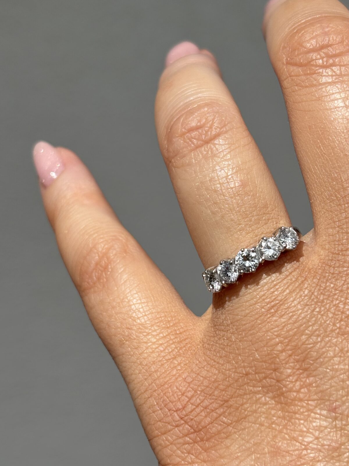 18ct White Gold Diamond Five Stone Ring view 4