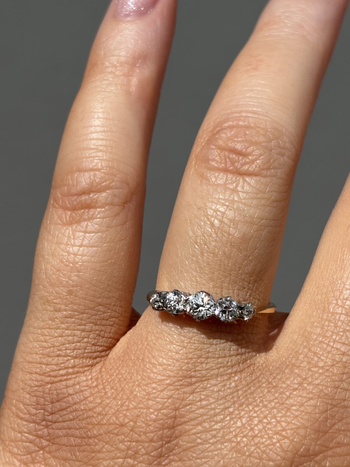 18ct Yellow Gold Diamond Five Stone Ring view 4