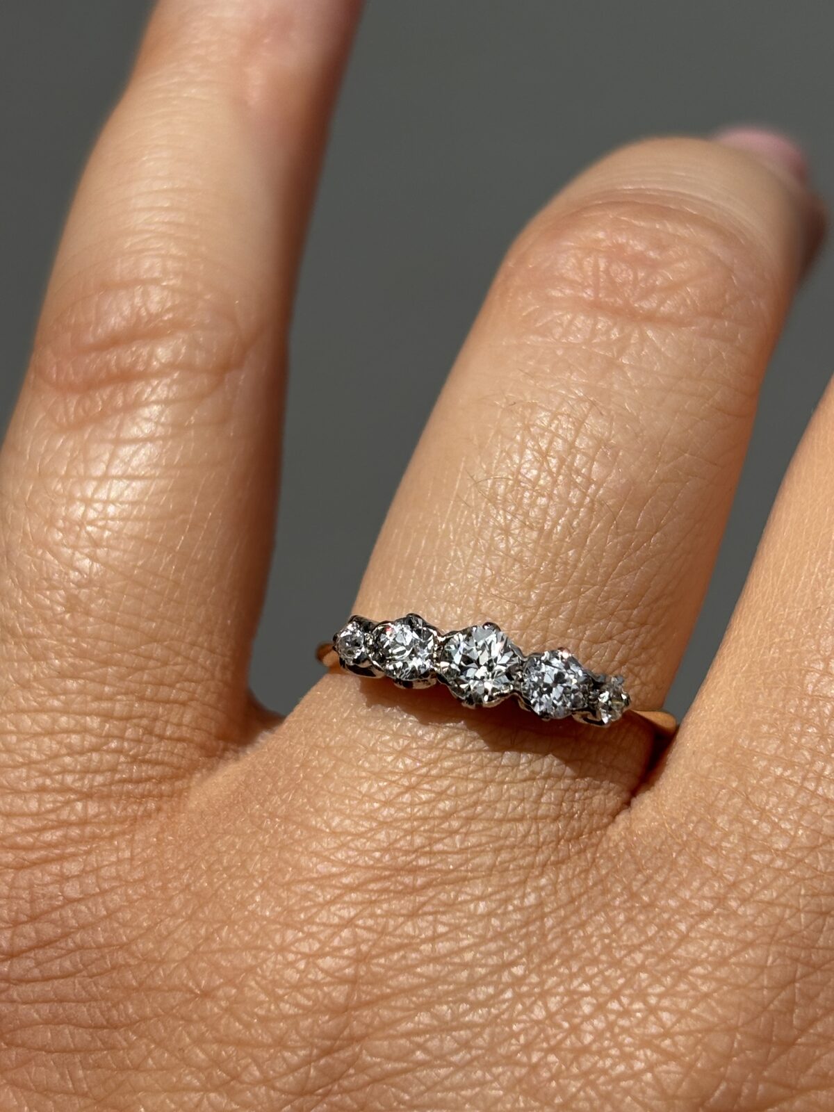 18ct Yellow Gold Diamond Five Stone Ring view 5