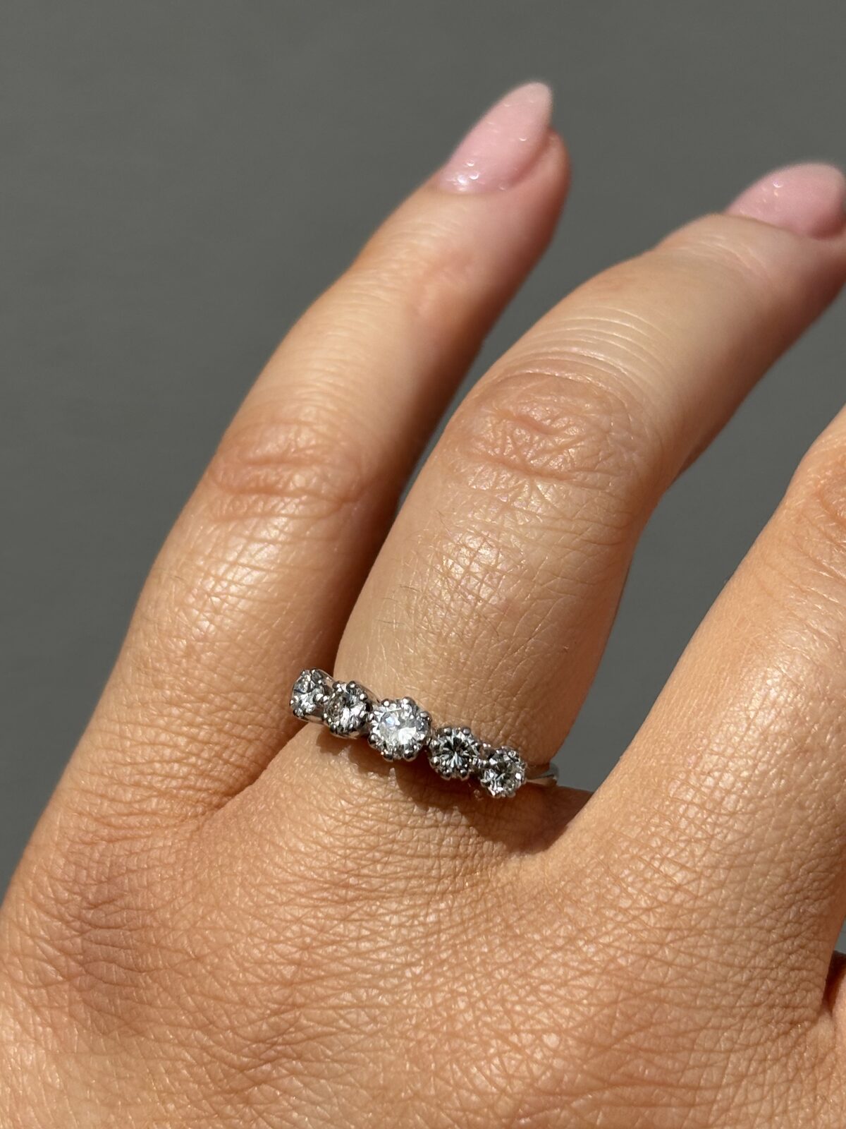 18ct White Gold Diamond Five Stone Ring view 4