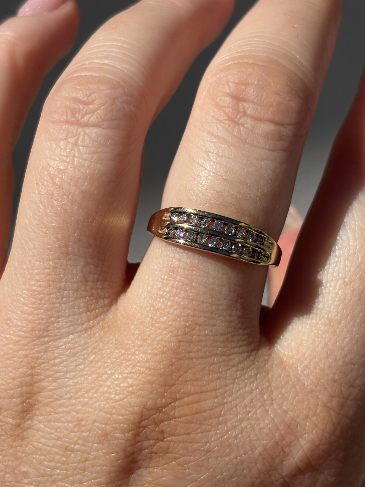 9ct Yellow Gold Double-row Diamond Band