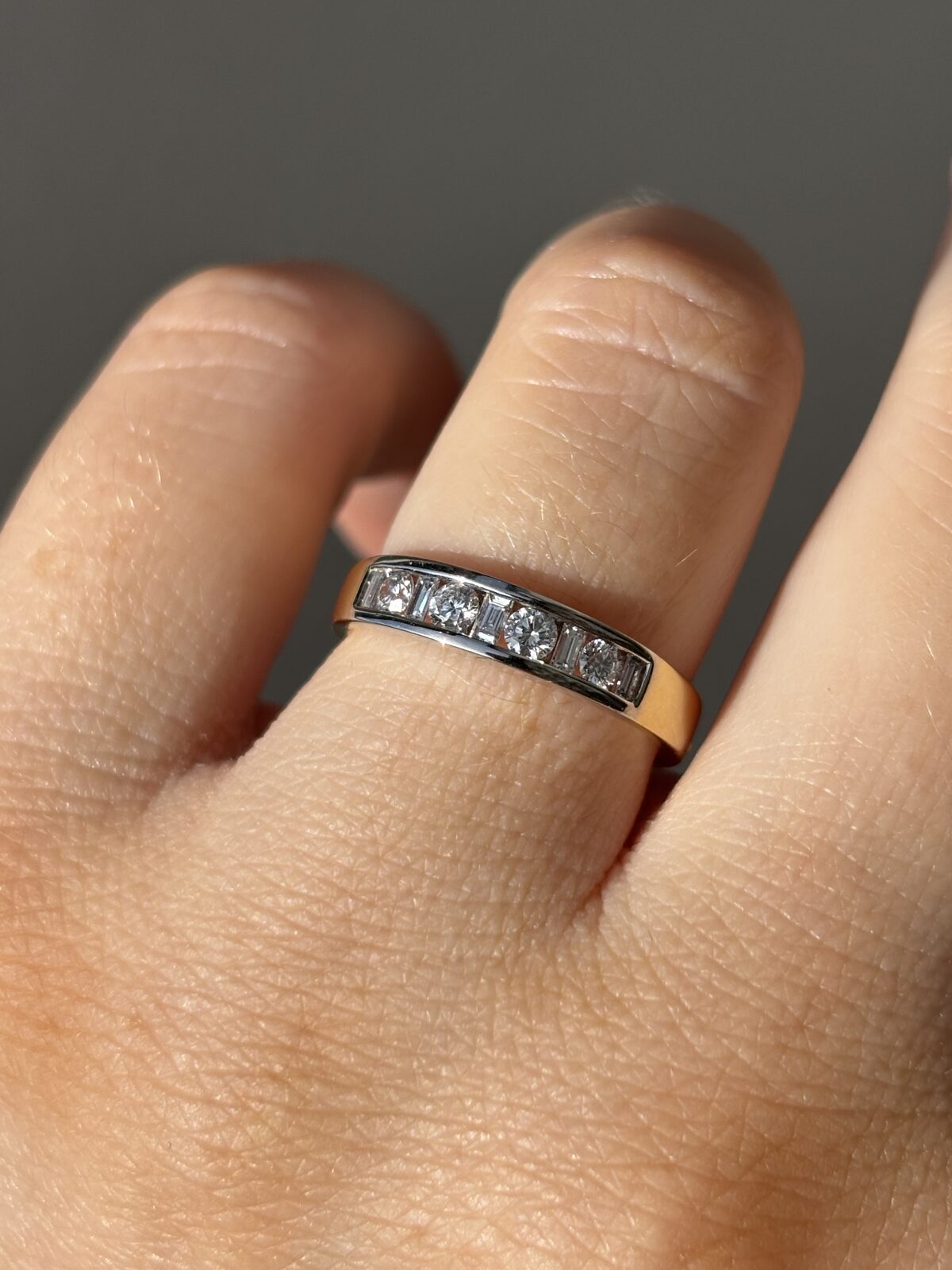 18ct Yellow and White Gold Vari-cut Diamond Band