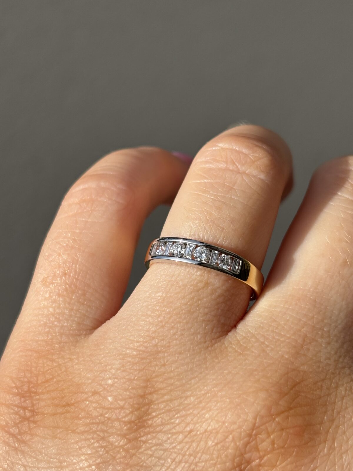 18ct Yellow and White Gold Vari-cut Diamond Band view 4