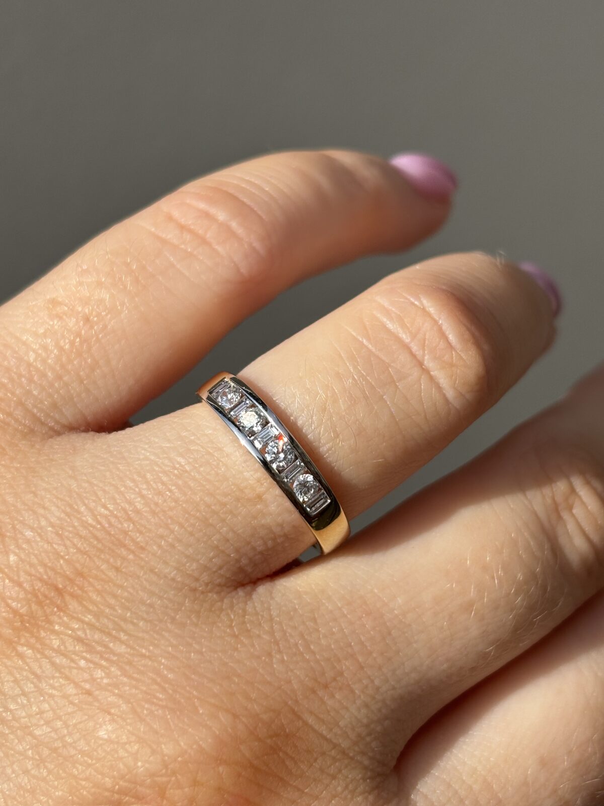 18ct Yellow and White Gold Vari-cut Diamond Band view 3